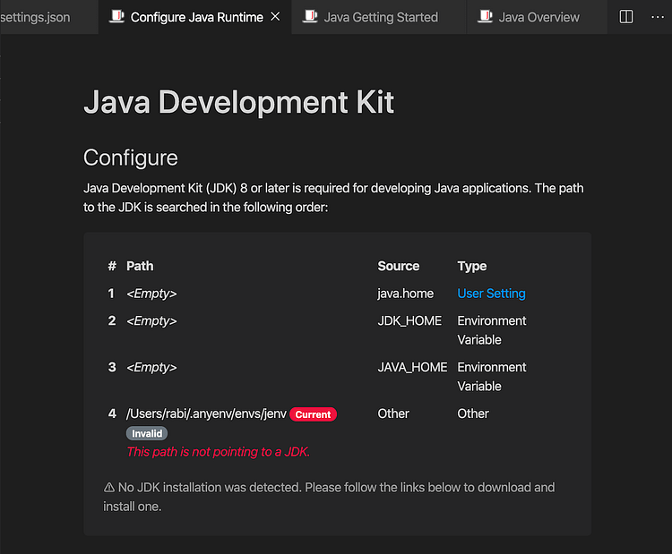 Configure Java Runtime